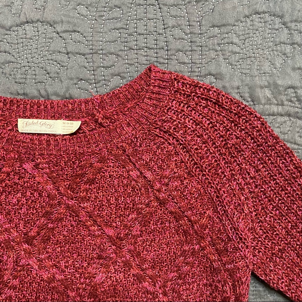 Faded Glory Raspberry Sweater - Picture 3 of 5